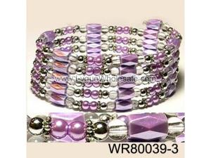 36inch Purple Plastic ,Glass, Magnetic Wrap Bracelet Necklace All in One Set